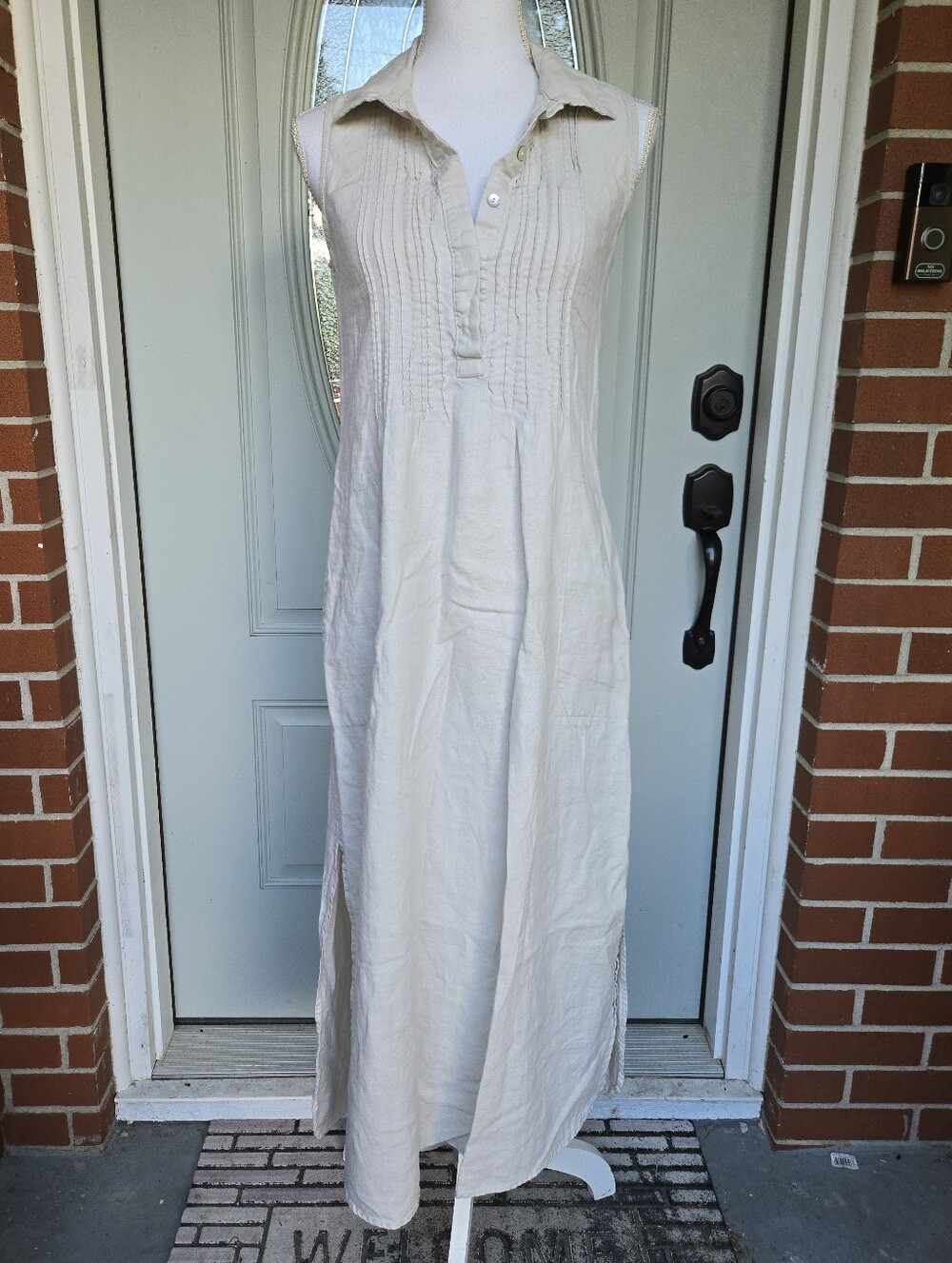 Malvin Linen Sleeveless Dress Cream